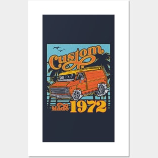 Retro Van Custom Made 1972 Dad's Birthday Vintage Posters and Art